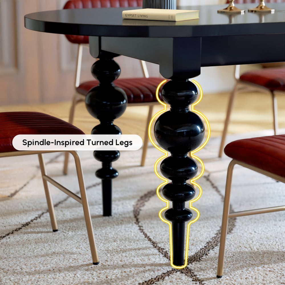 Dining Set 67"-79" Extendable Black Dining Table Black with 6 Chairs window image