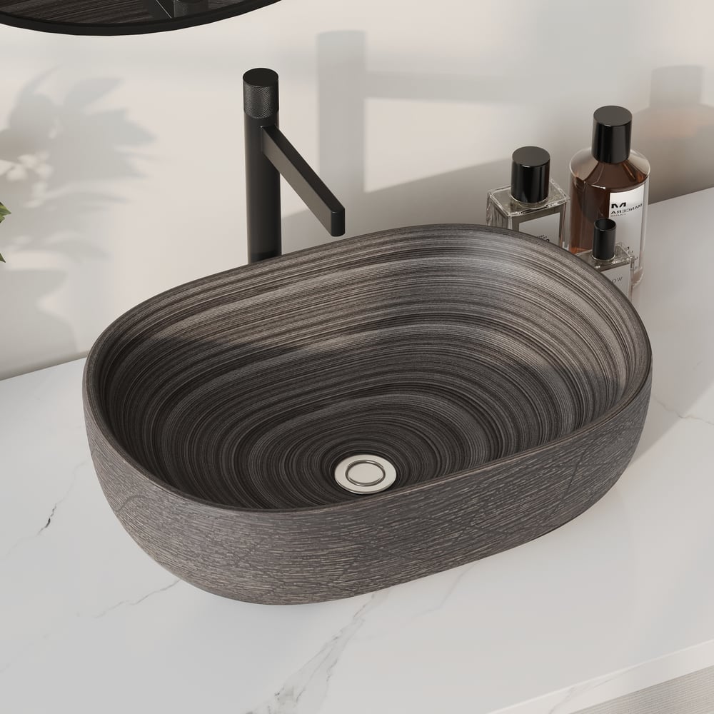Lavabo de salle de bain ovale en céramique de 48cm – Vasque à poser émaillée mate image de fenêtre