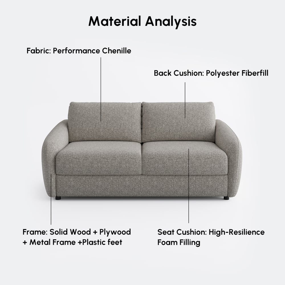 Sofá-cama de chenille com desempenho moderno Imagem da janela