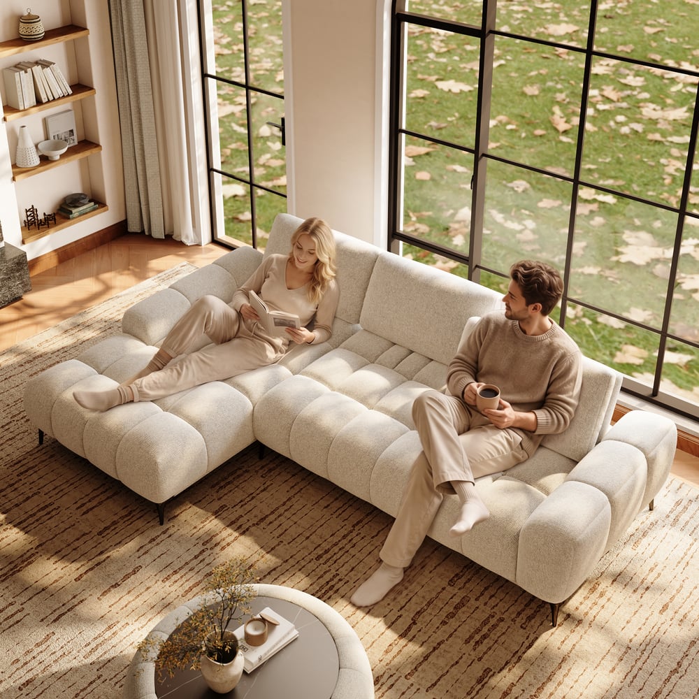 Chaise Chenille Adjustable Backrest Sectional Sofa window image