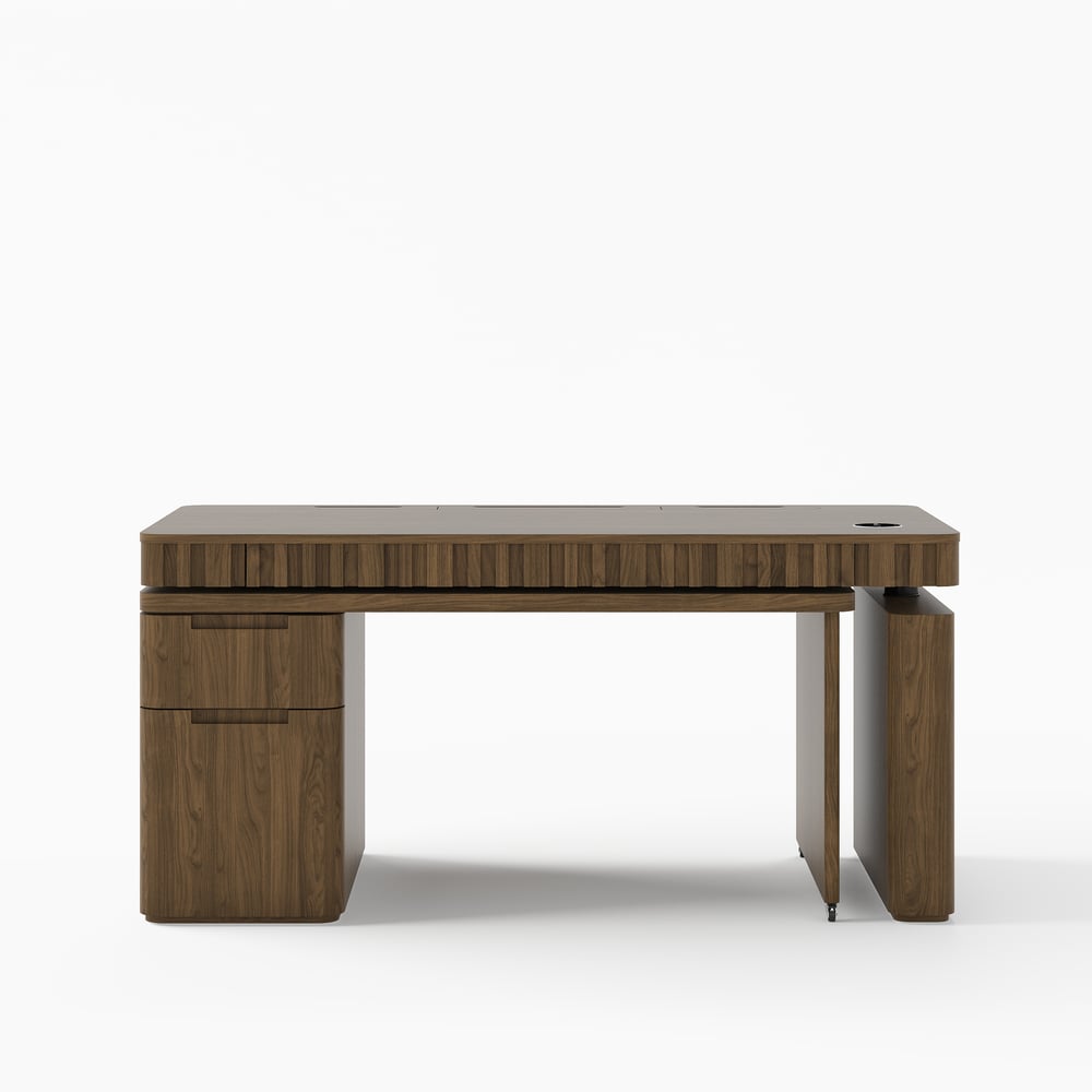 Aura 63" Smoked Brown 360-Degree Rotating Desk Electric Adjustable Standing Desk window image