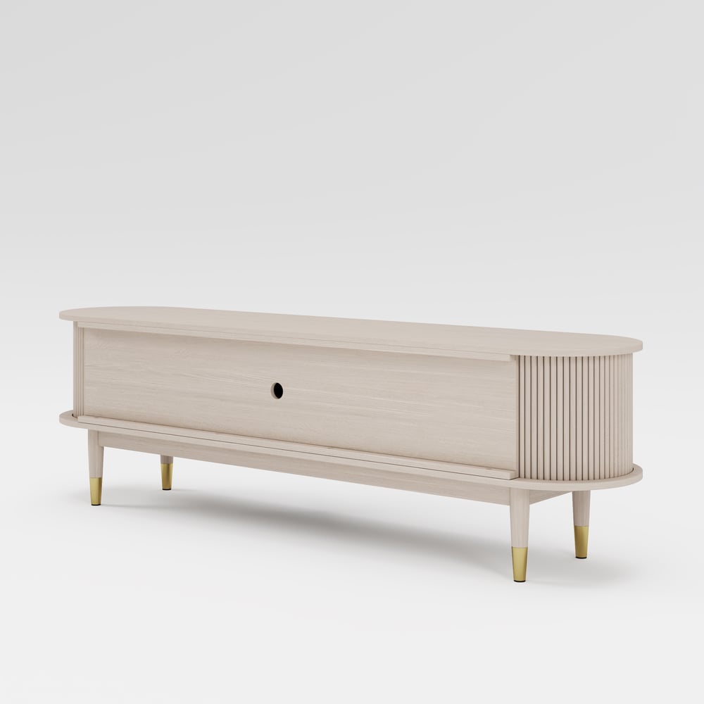 72" Ash Wood Fluted TV Stand with Storage window image