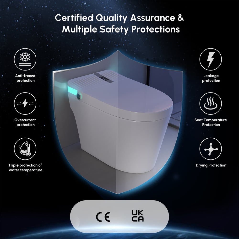 Glowin K1 Pro Smart Bidet Toilet with Built-in Tank, Foam Shield, CE window image