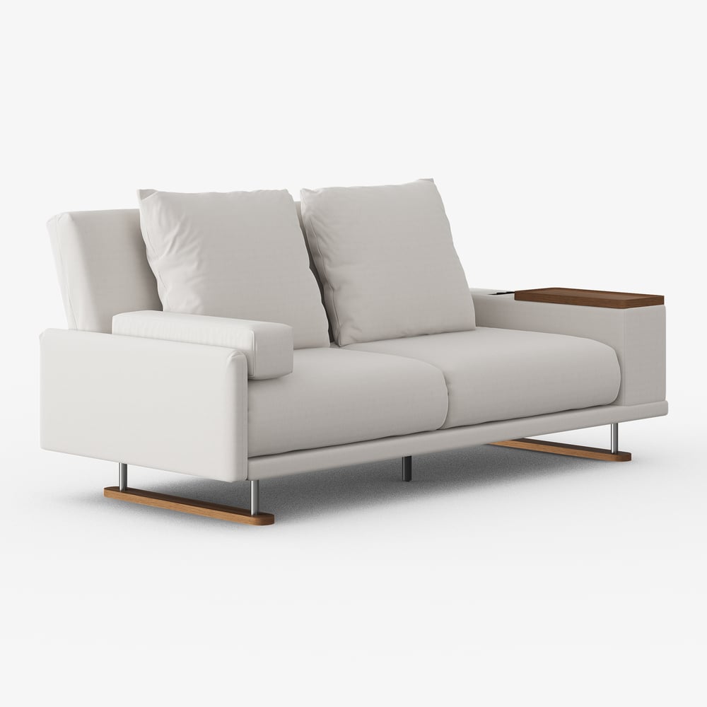 82" Queen 2-Seater Velvet Convertible Futon Sofa Bed with Side Table window image