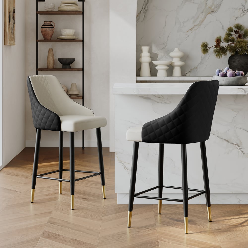 Diamic Black Faux Leather Upholstered Counter Stool, 1 Piece window image