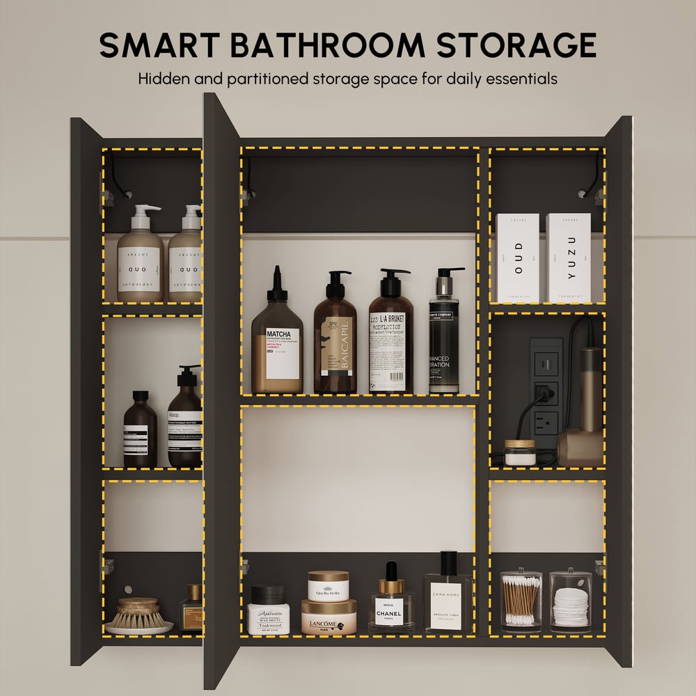 31.5" Modern Wall-mounted LED Bathroom Medicine Cabinet Vanity Mirror with Storage window image