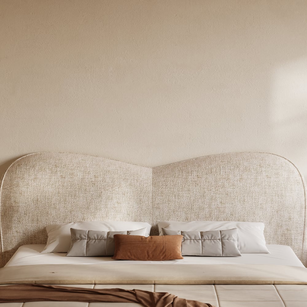Modern King Size Chenille Upholstered Bed window image