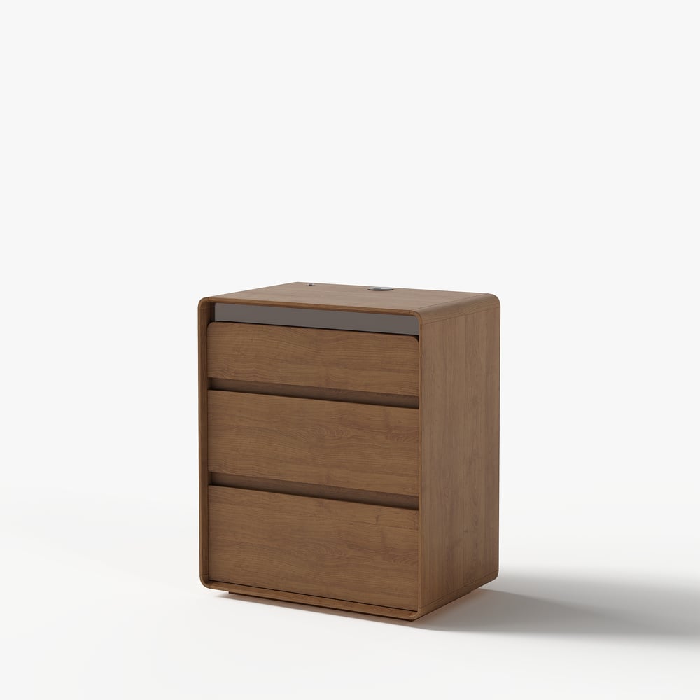 Meloa 24" Wooden 3-Drawer Smart Nightstand With LED Lighting & Charging Station window image
