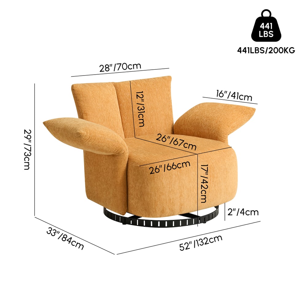 Performance Chenille Swivel Accent Chair with Adjustable Armrest weights dimensions image