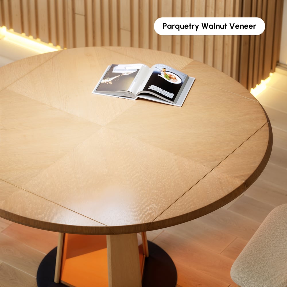 36"-47" Solid Natural Wood Extendable Dining Table with Light window image