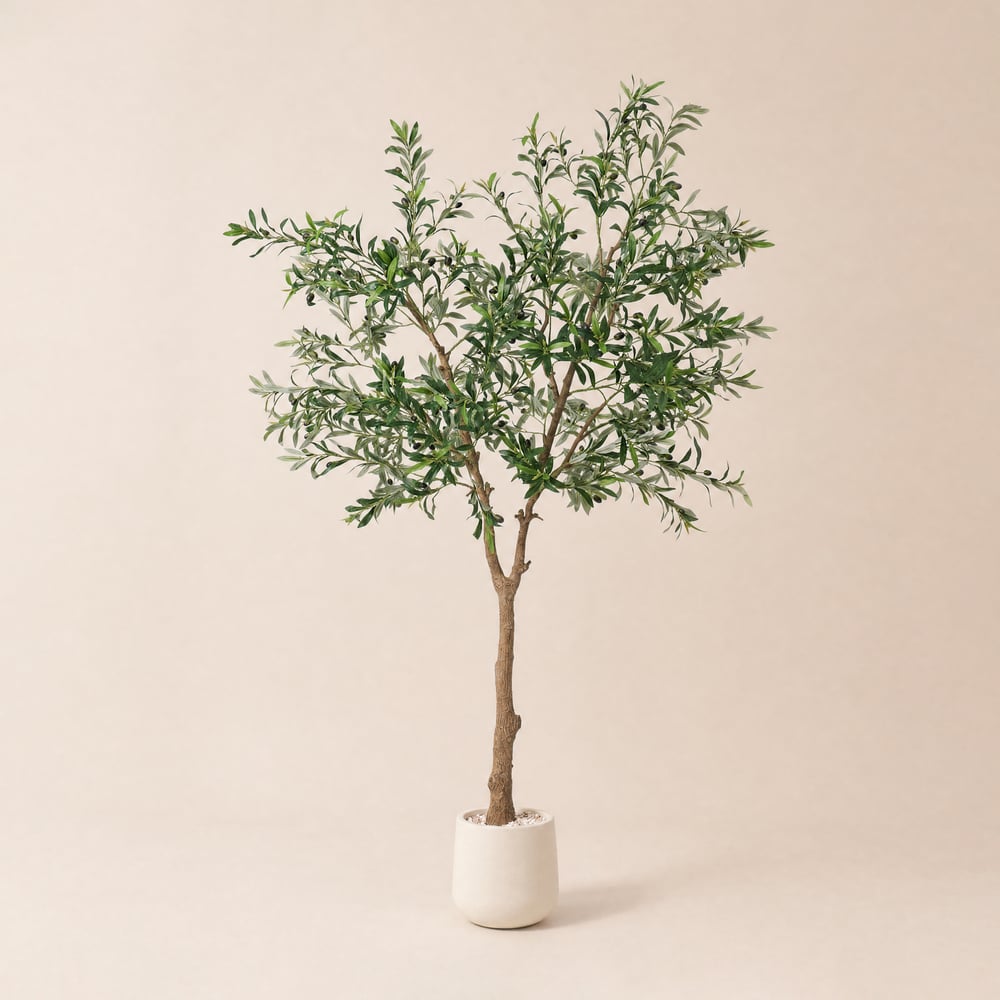 7ft Artificial Olive Tree with Planter and Decorative Pebbles window image
