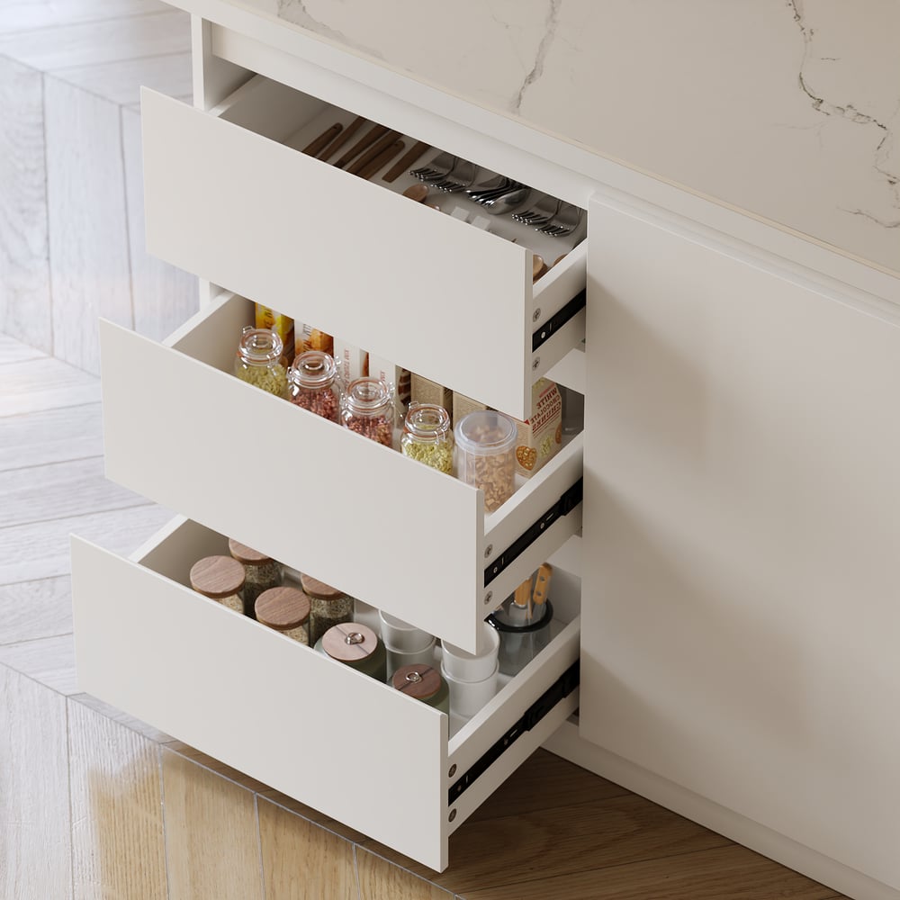 Modern 1270mm Glossy Sintered Stone Kitchen Island with Storage, White window image