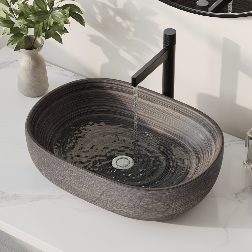Lavabo de salle de bain ovale en céramique de 48cm – Vasque à poser émaillée mate image de fenêtre