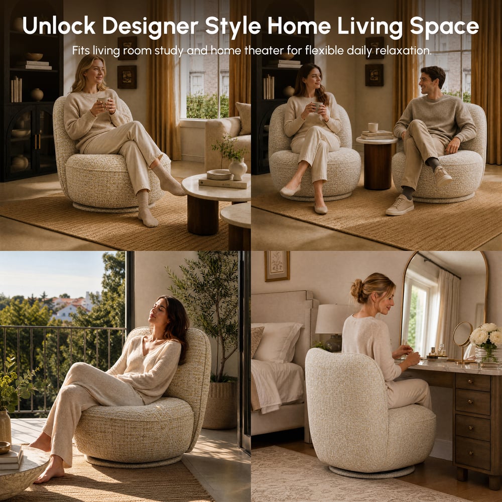 Performance Linen Swivel Slipper Accent Chair window image