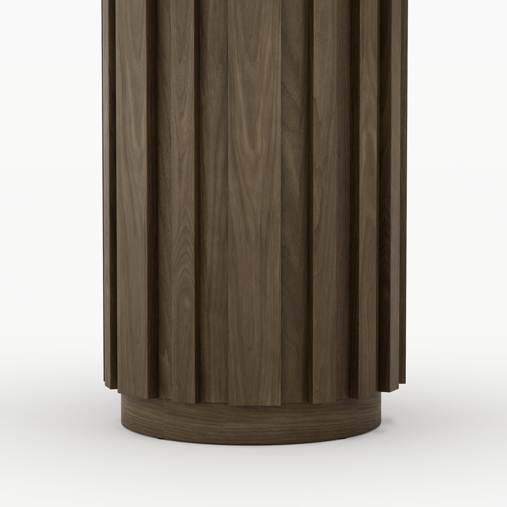 Aura Ash Wood Fluted Round Side Table with Sintered Stone Top window image
