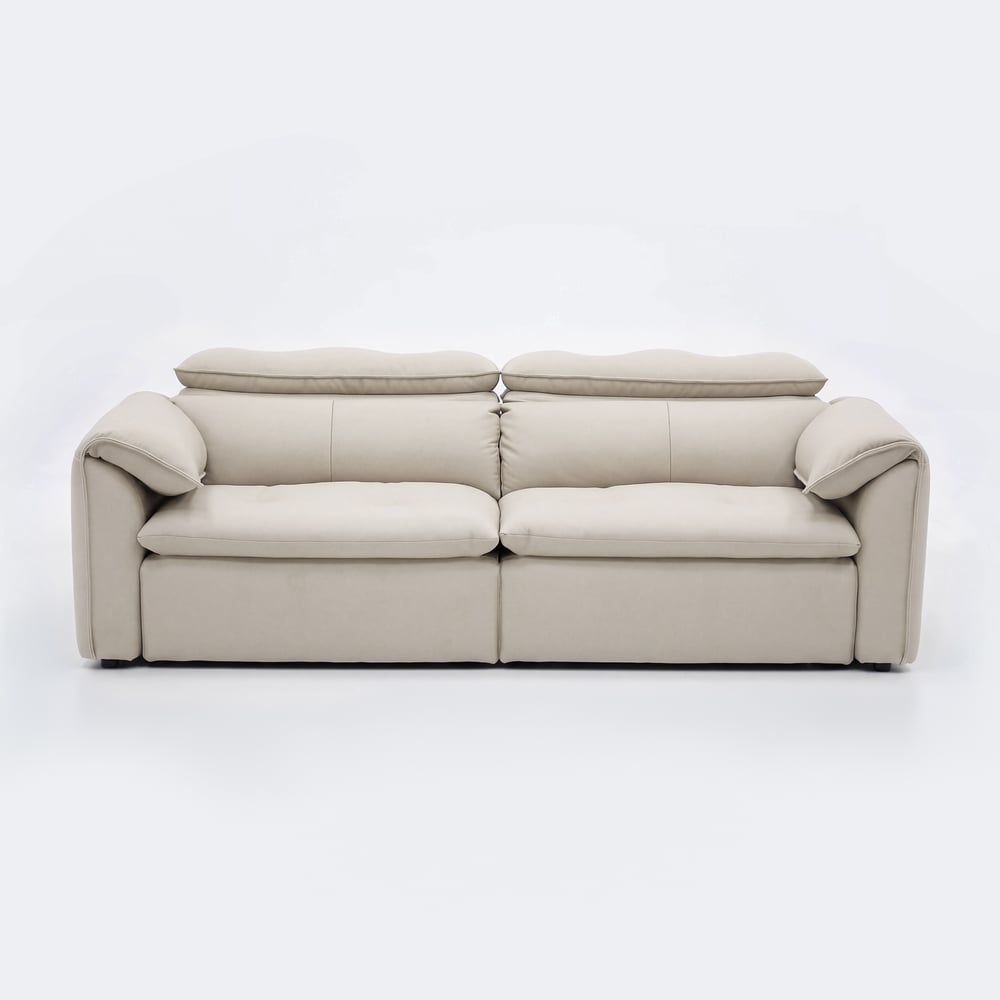 87" 2-Seater Genuine Leather Power Convertible Sleeper Sofa with Adjustable Headrests window image