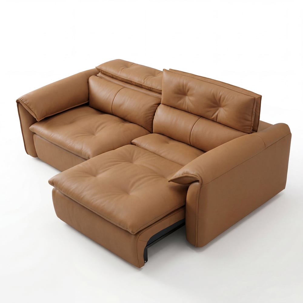 87" 2-Seater Genuine Leather Power Convertible Sleeper Sofa window image