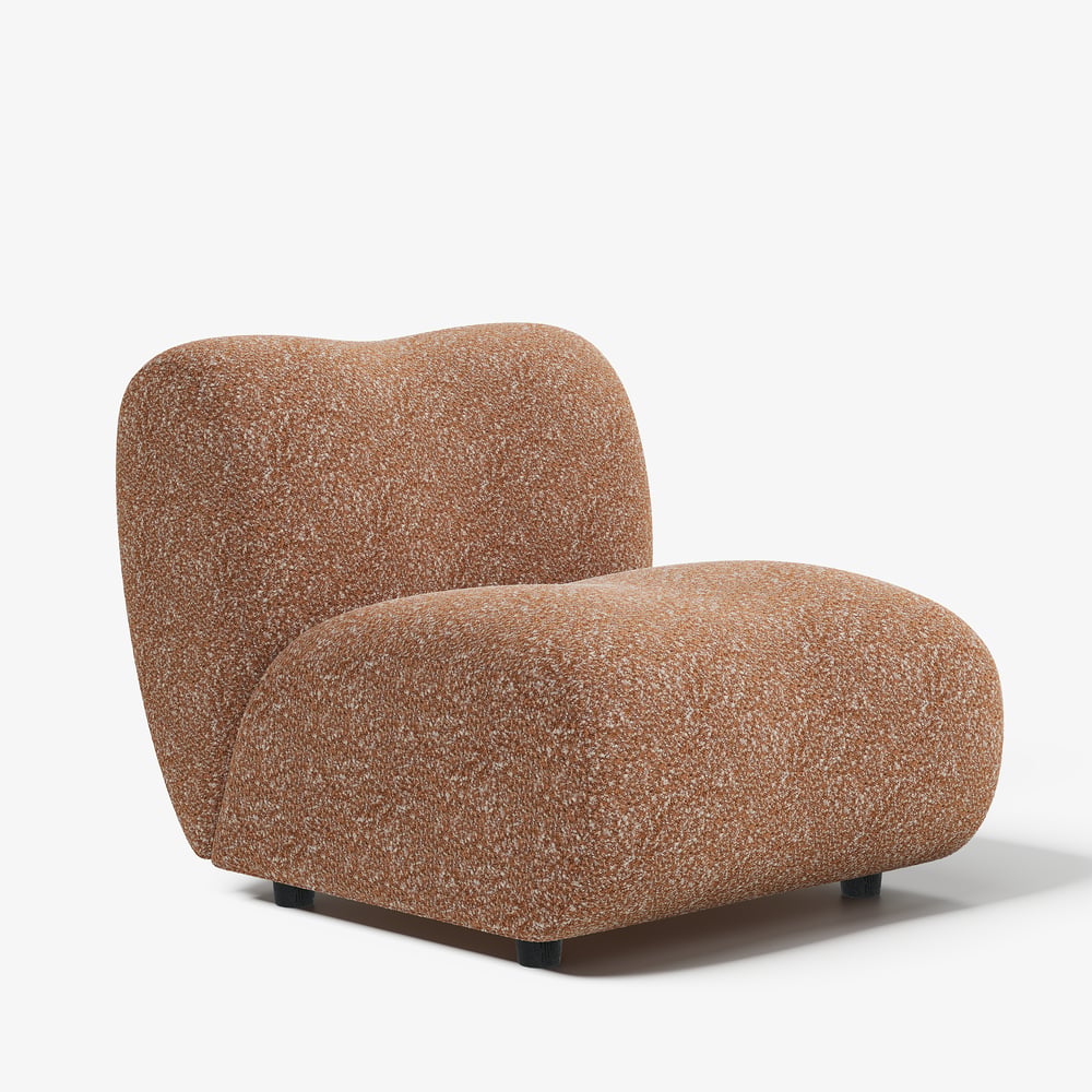 17" Boucle Upholstered Curved Slipper Accent Chair window image