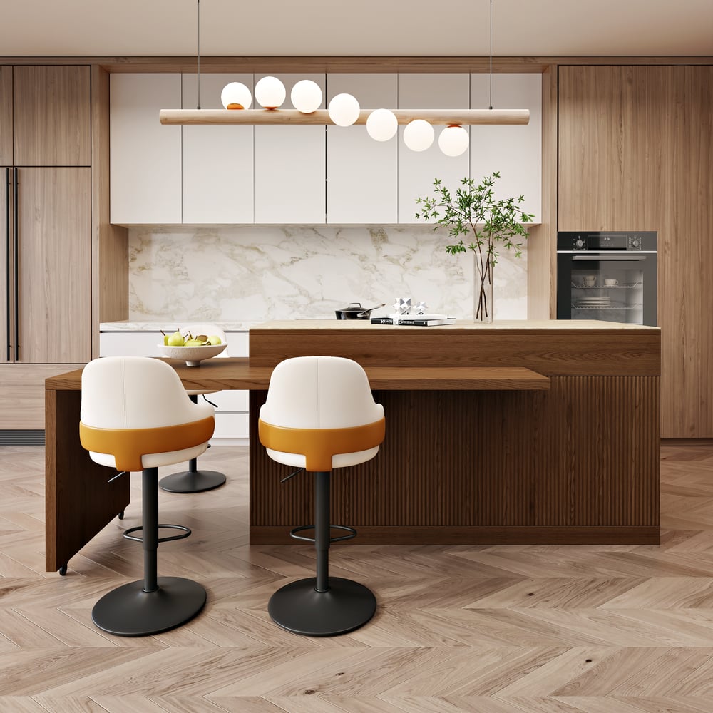 81''-106" Extendable Matte Sintered Stone Kitchen Island with Storage, Walnut window image
