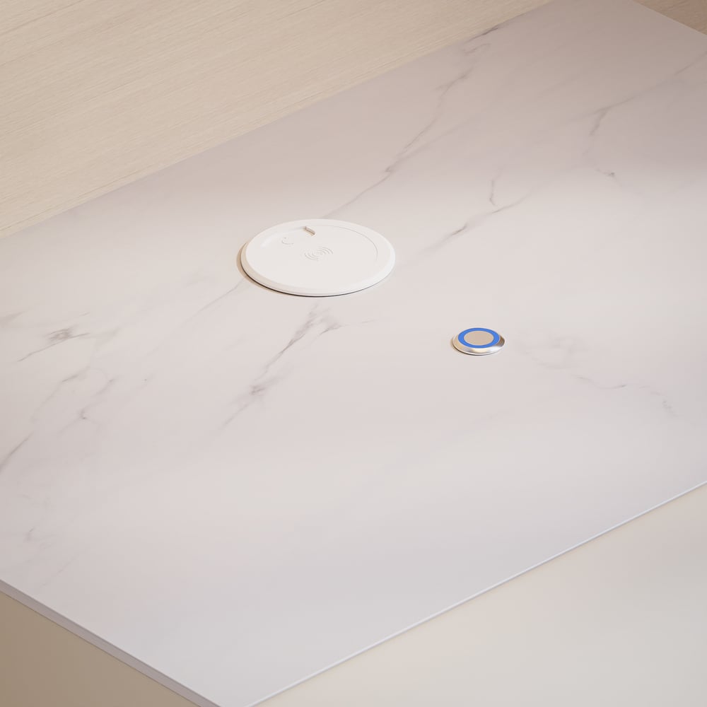 Table de chevet intelligente à LED en cuir Humply à 3 tiroirs image de fenêtre