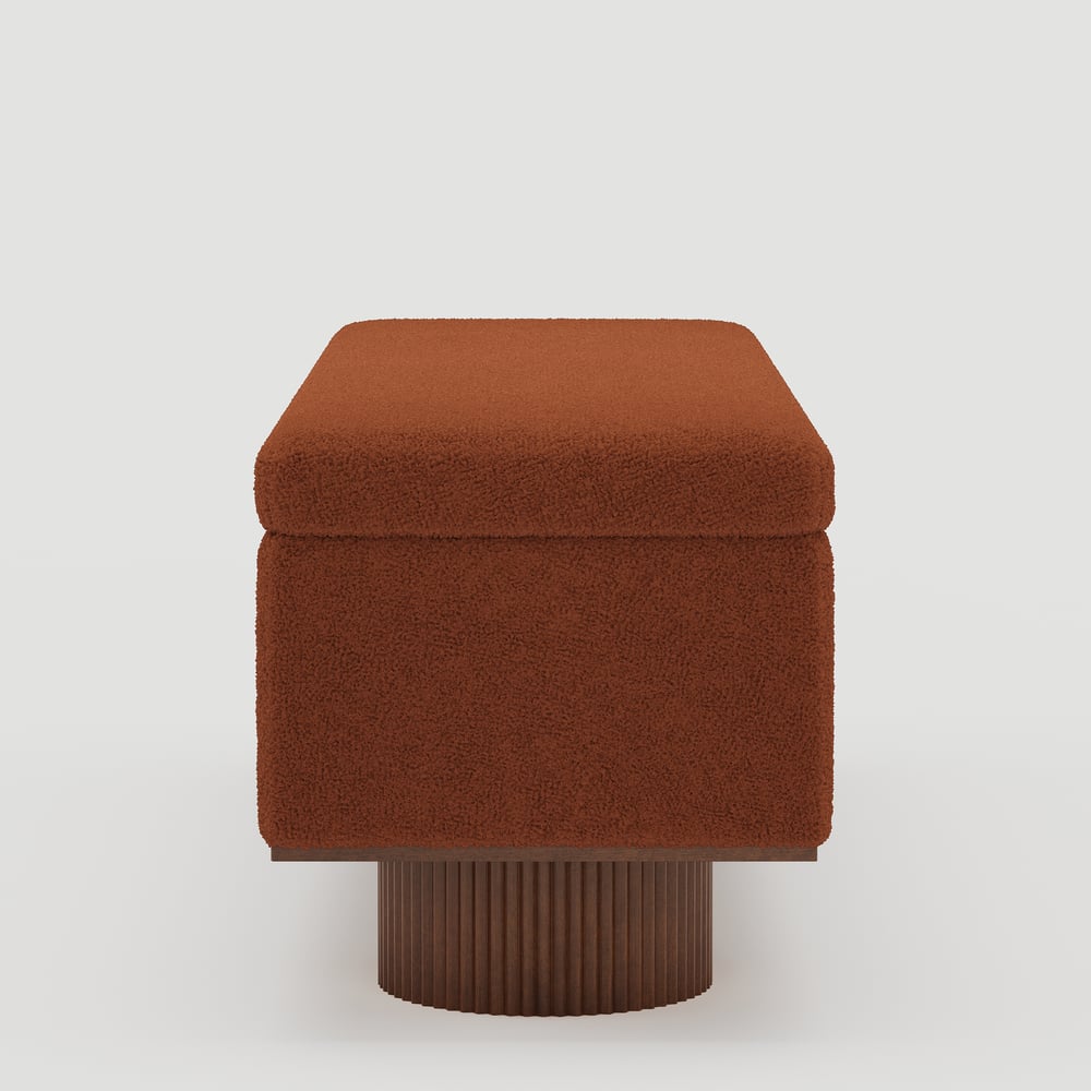 Teddy Fabric Fluffy Faux Fur Flip Top Wood Storage Entryway Bench window image