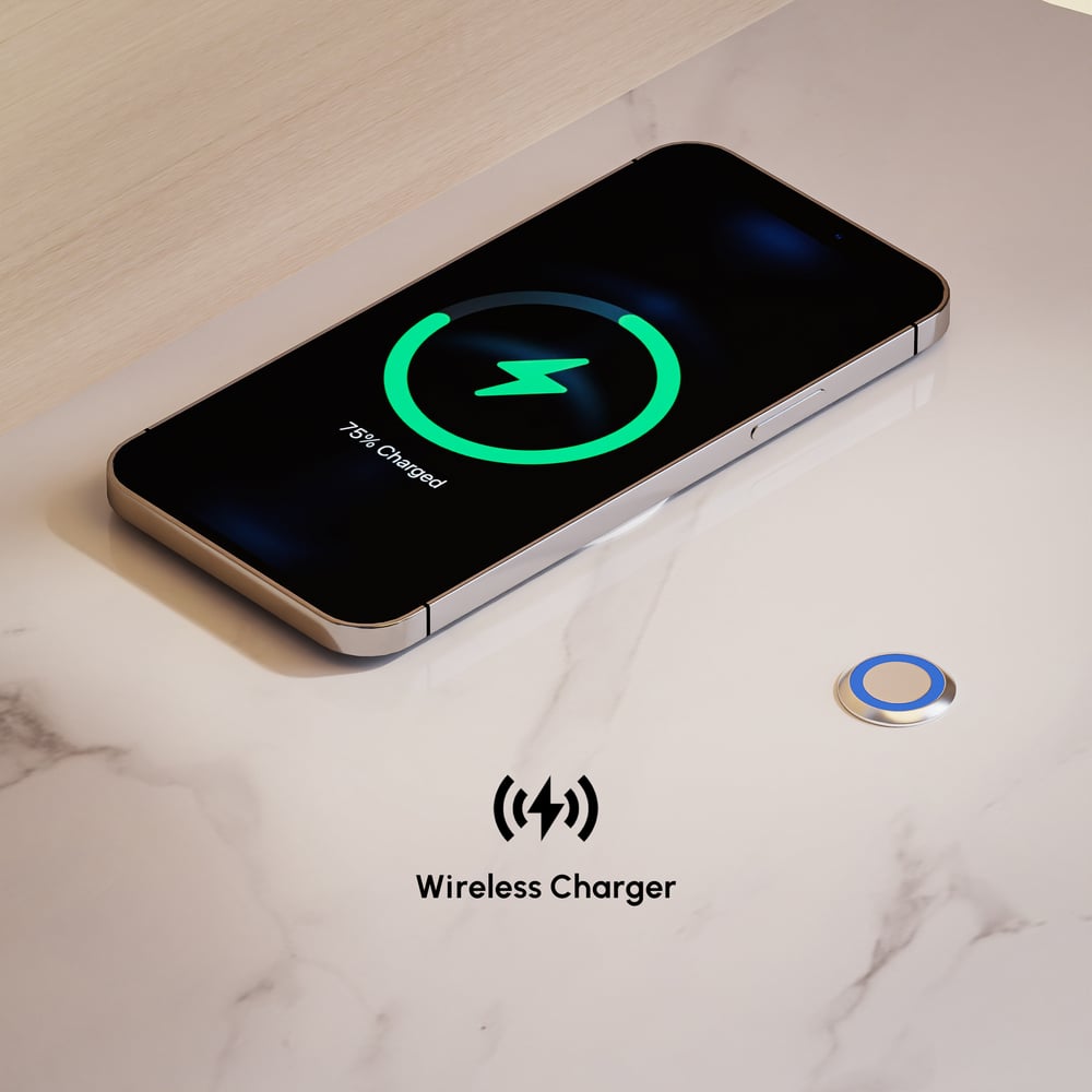 Humply Floating Leather 2-Drawer Smart LED Nightstand with Sintered Stone Top window image