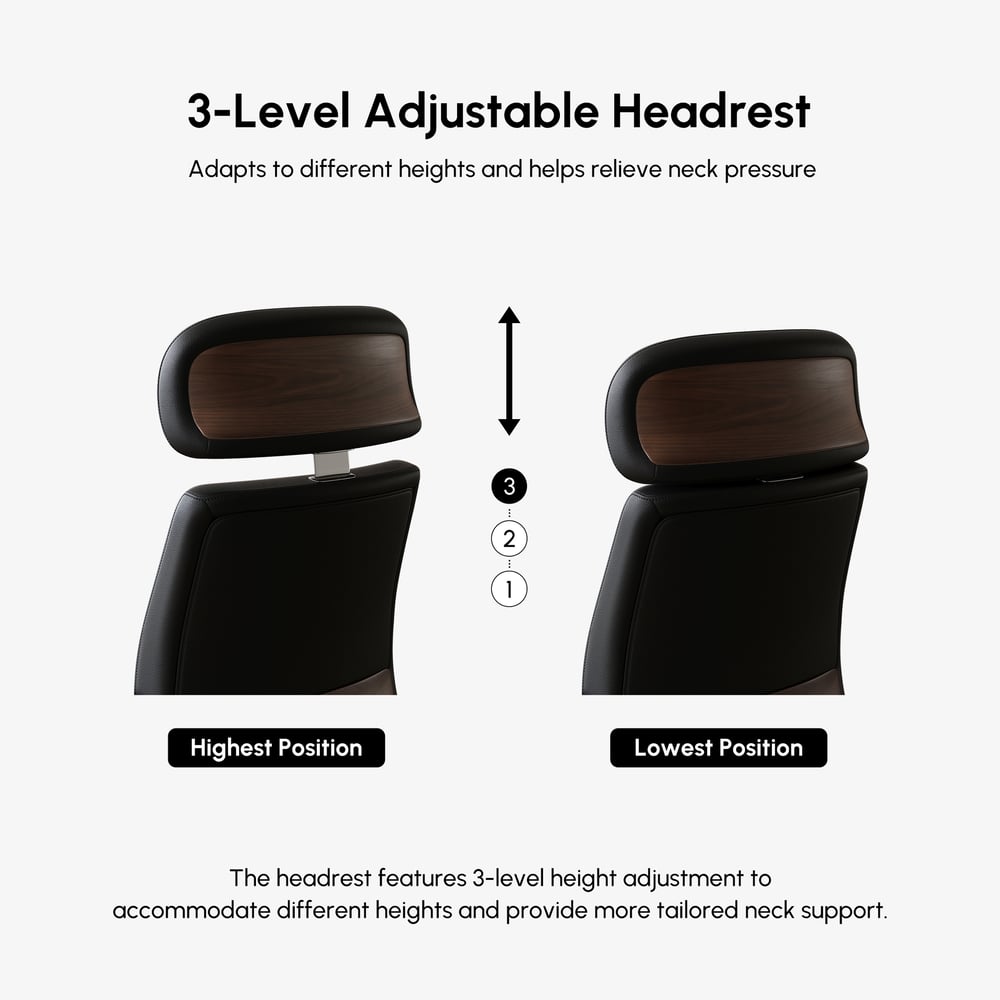 Black Genuine Leather Swivel Office Chair with Ergonomic Synchro-Tilt Recline System window image