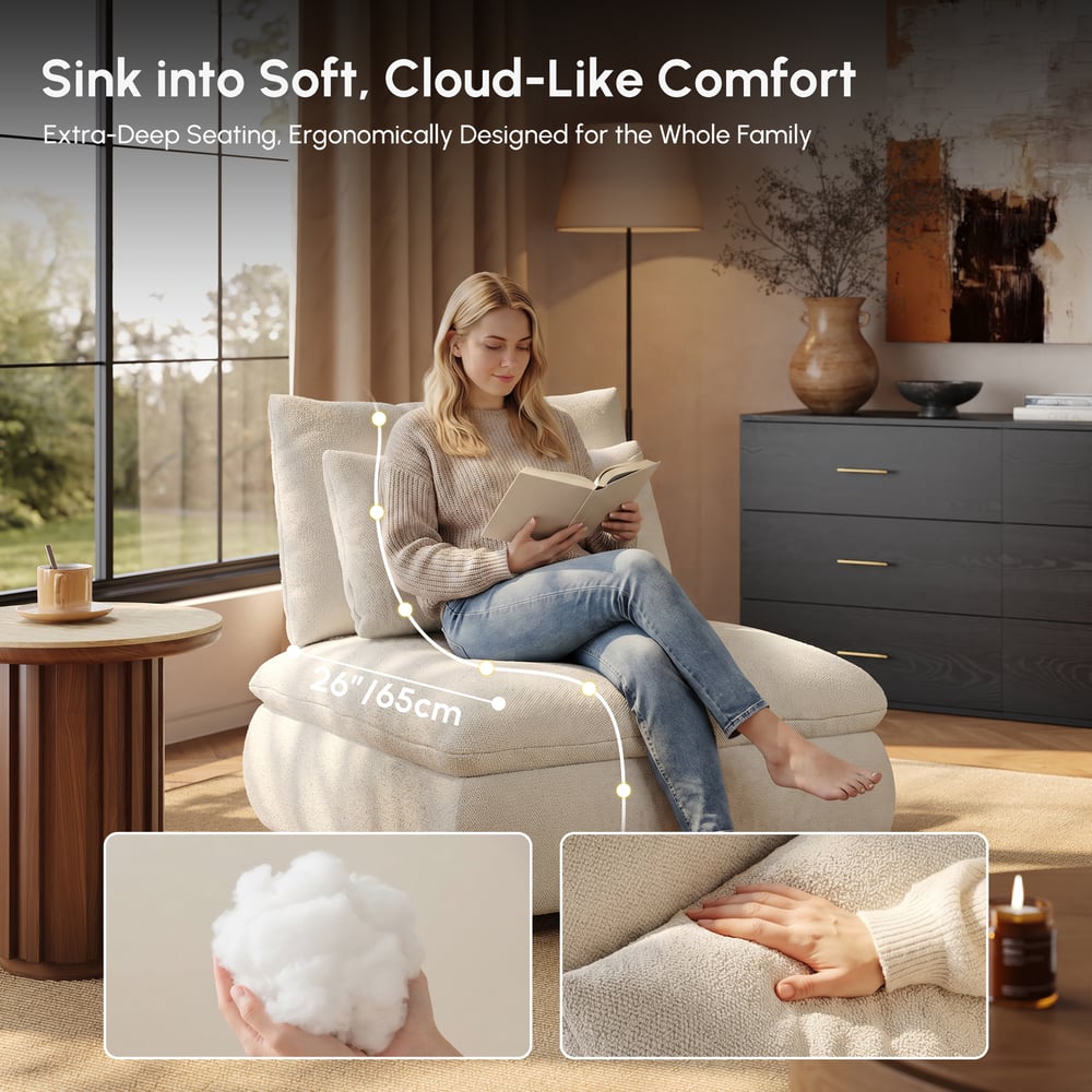 36" Chenille Slipper Accent Chair with Hidden Storage & Removable Backrest window image