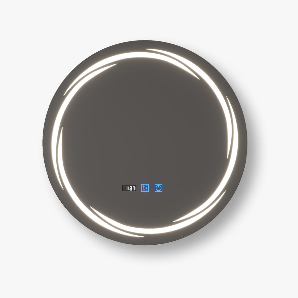 60cm Runder Schwarzer LED-Spiegelschrank mit Stauraum, Beschlagfrei, Dimmbar Schaufensterbilder