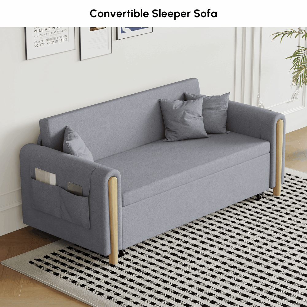 72" Full 2-Seater Linen Convertible Sleeper Sofa window image