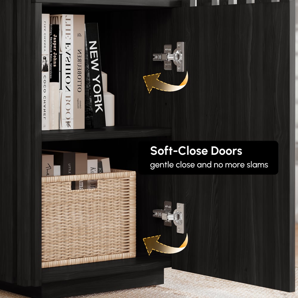 Aura Ash Wood Fluted Black Side Table with Sintered Stone Top window image