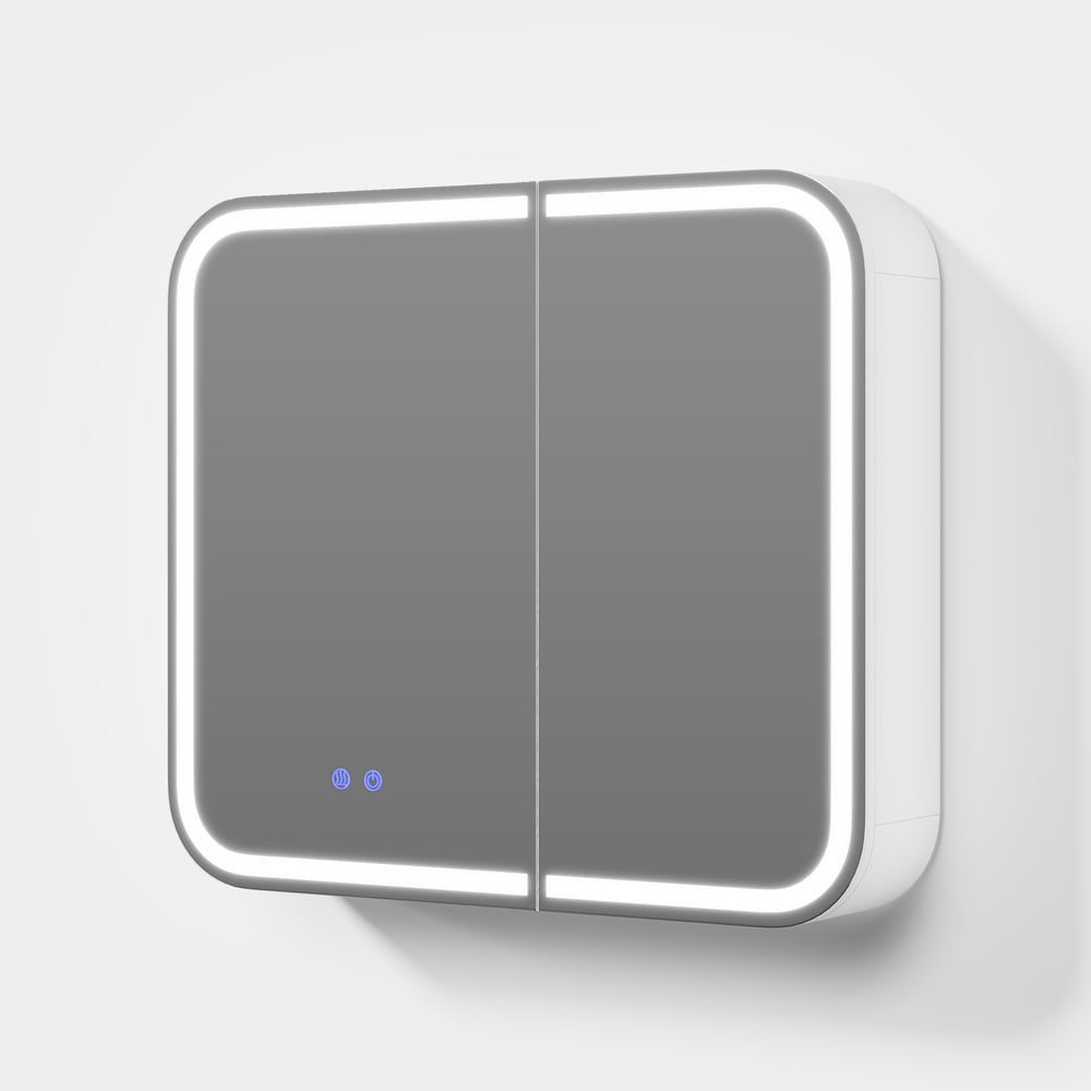 31" LED Bathroom Mirror Cabinet with Defogger, 3-Color Light, Tissue Slot window image