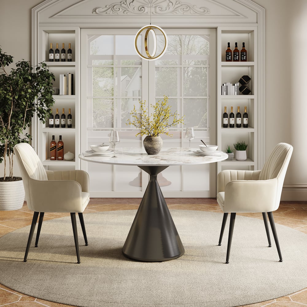 39" Modern Sintered Stone Dining Table Set with 2 Chairs window image