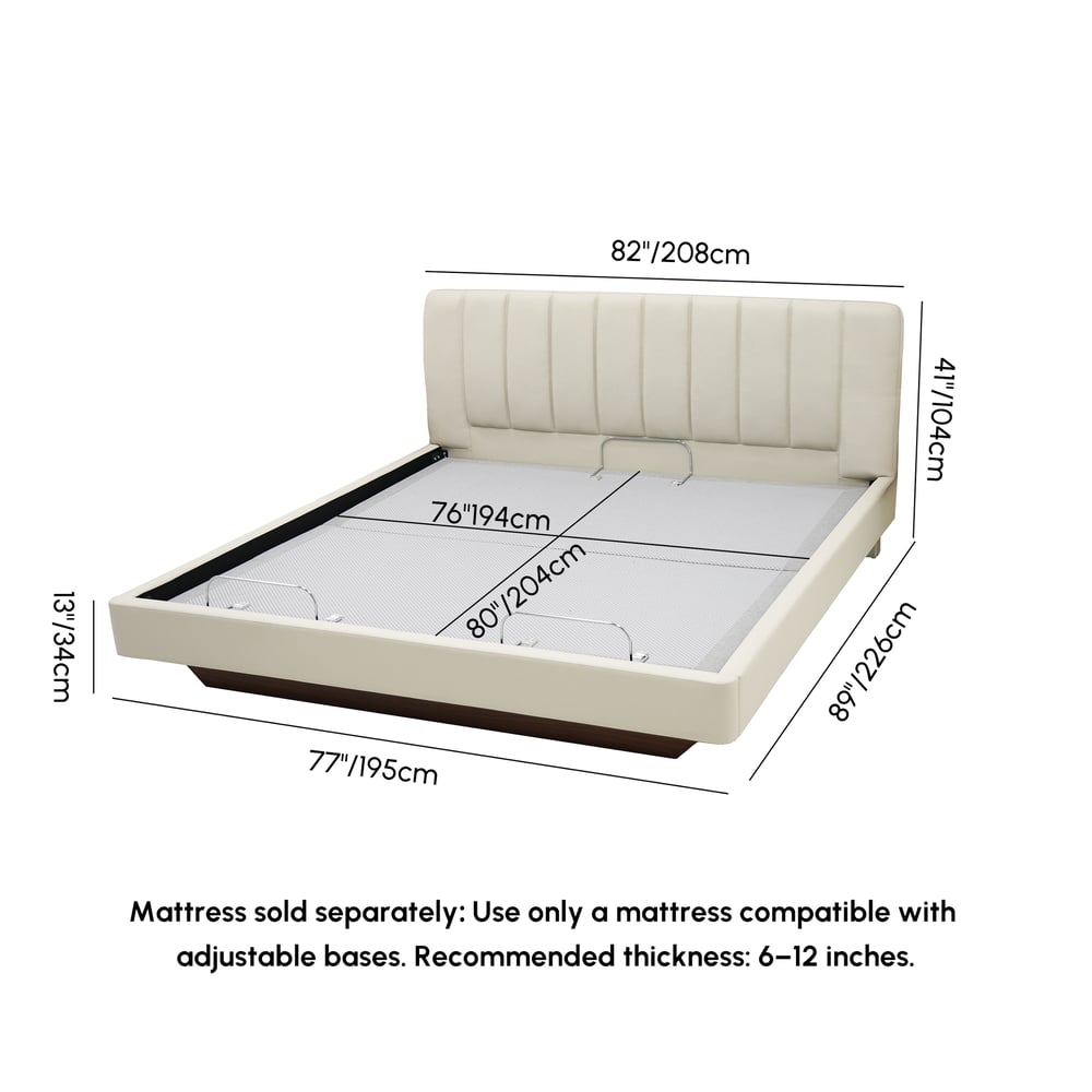 King Genuine Leather Zero Gravity Adjustable Bed Set weights dimensions image