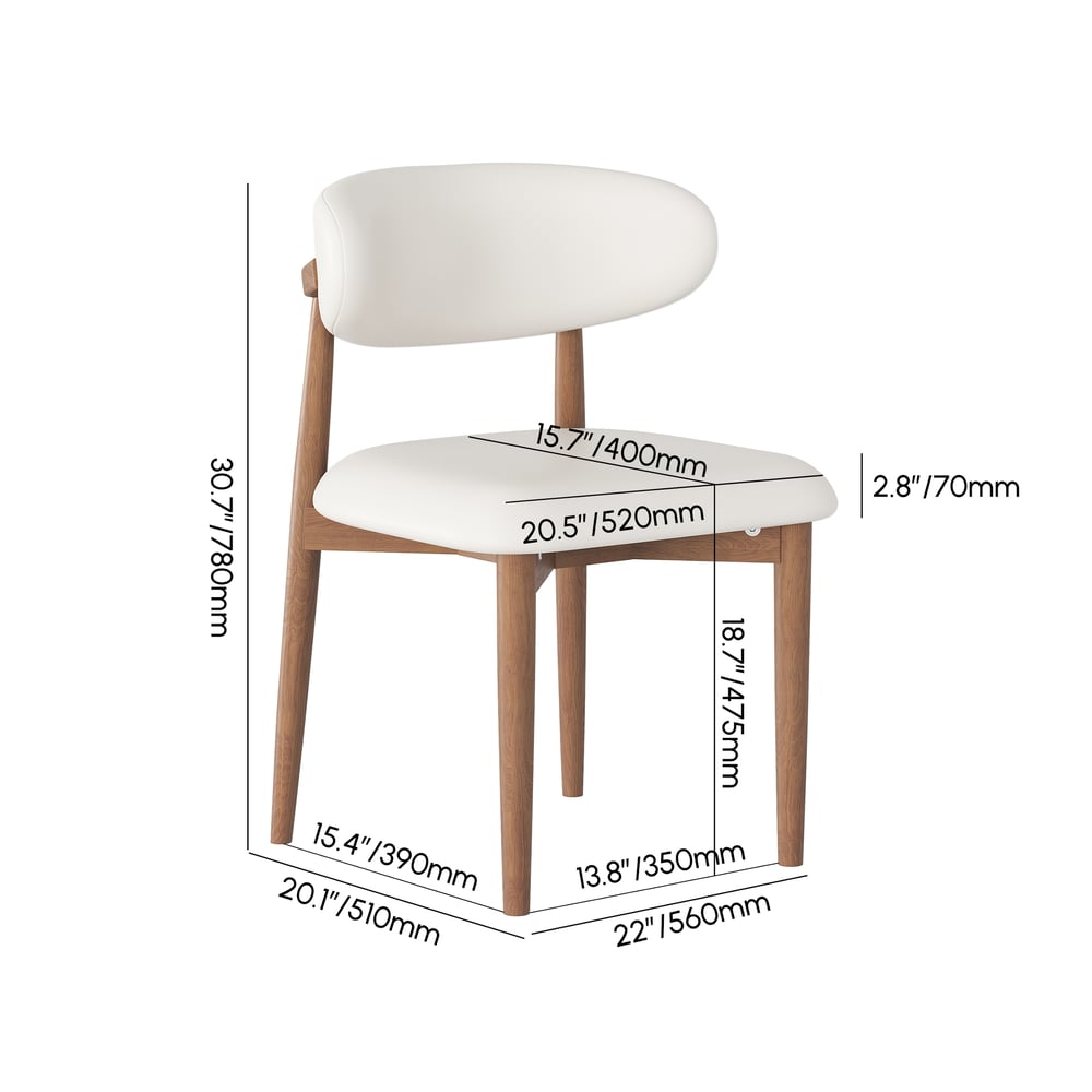 Modern PU Leather Dining Chair with Rubber Wood Legs weights dimensions image