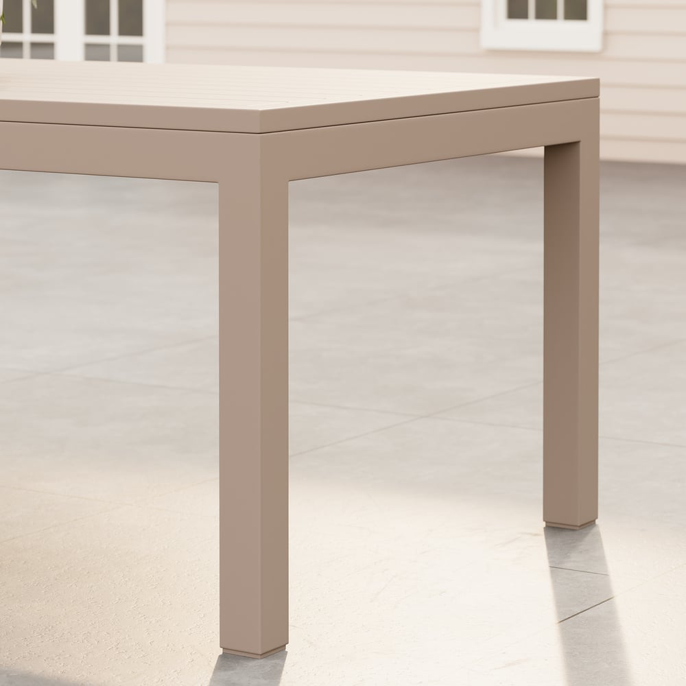 Wevara 78" Sand-Finished Aluminum Slatted Outdoor Dining Table in Sand window image