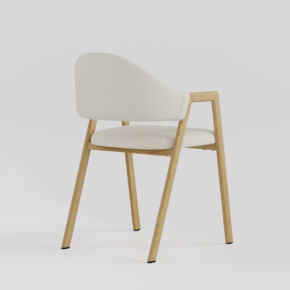 Modern Warm White Boucle Dining Chair with Upholstered, 2 Pieces window image