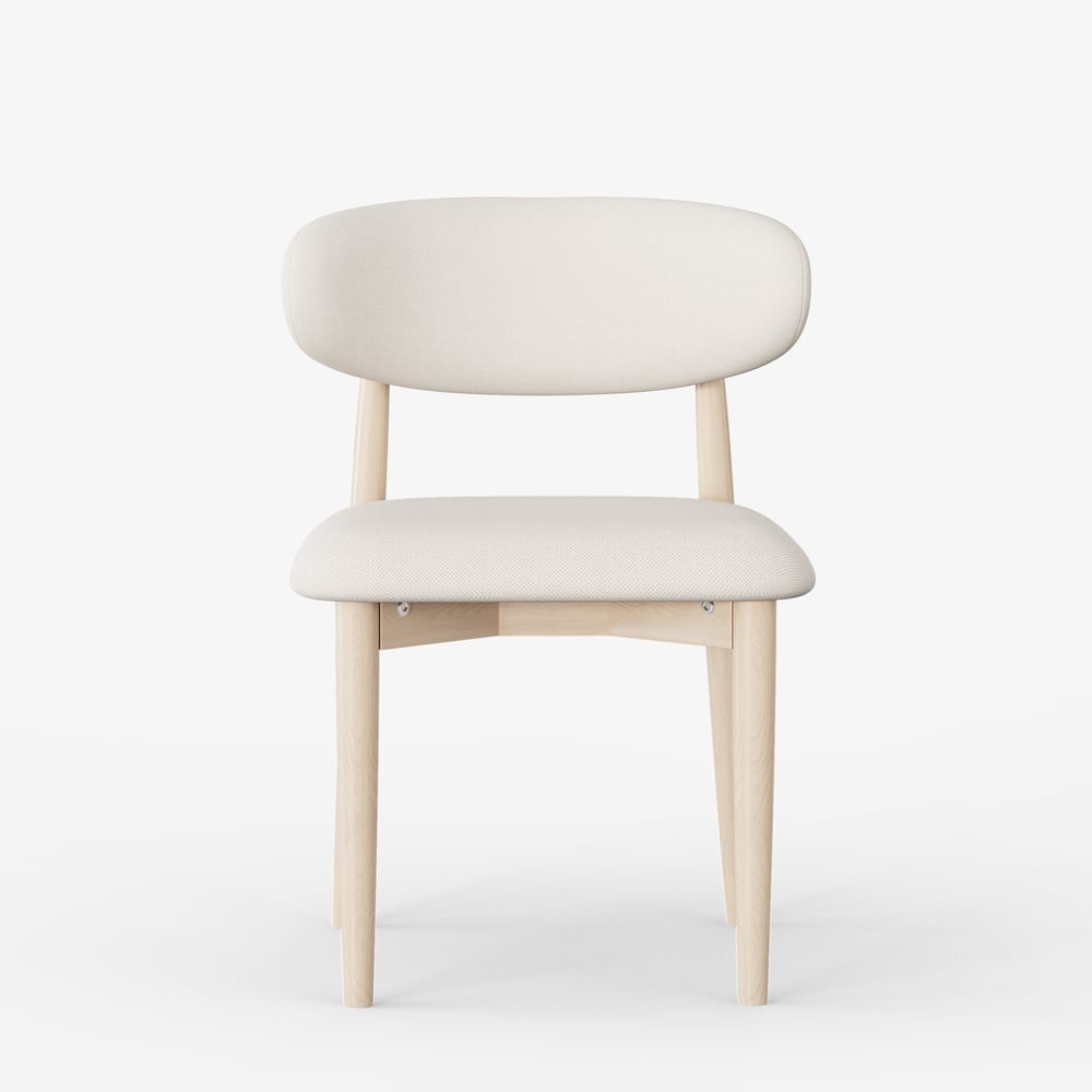 Modern Whitewash Linen Dining Chair with Rubber Wood Legs, 1 Piece window image