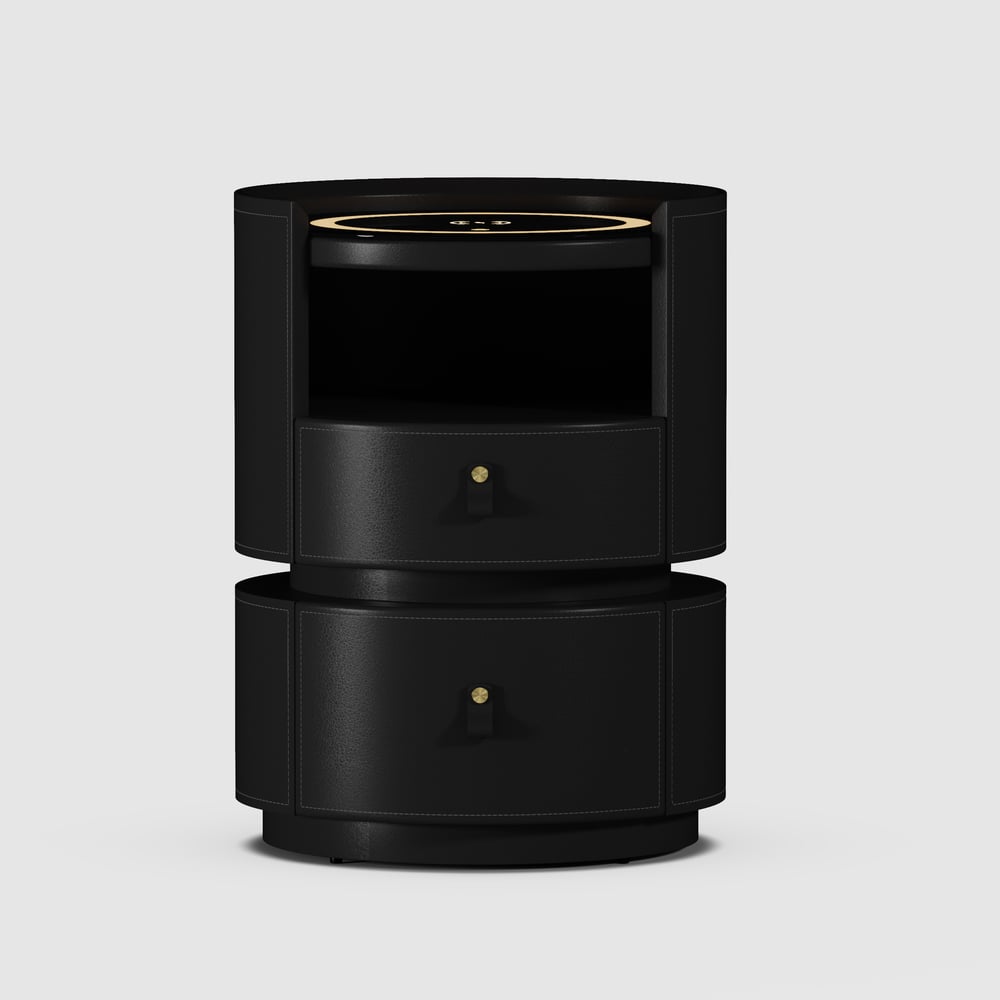 Modern Saddle Leather Smart  LED Nightstand window image