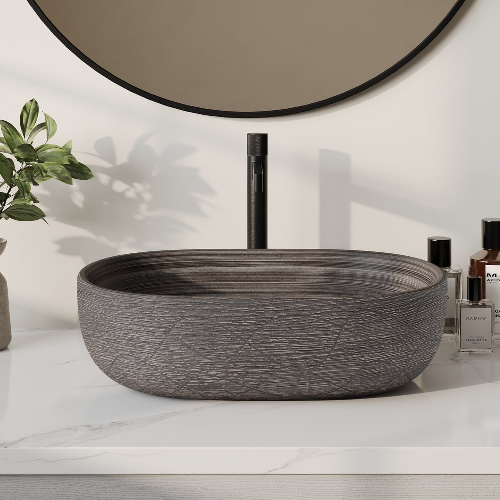 Lavabo de salle de bain ovale en céramique de 48cm – Vasque à poser émaillée mate image de fenêtre