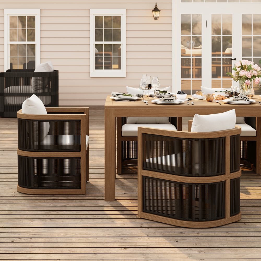 Wevara 9-Piece Outdoor Rope Weave Dining Set with 8 Chairs window image