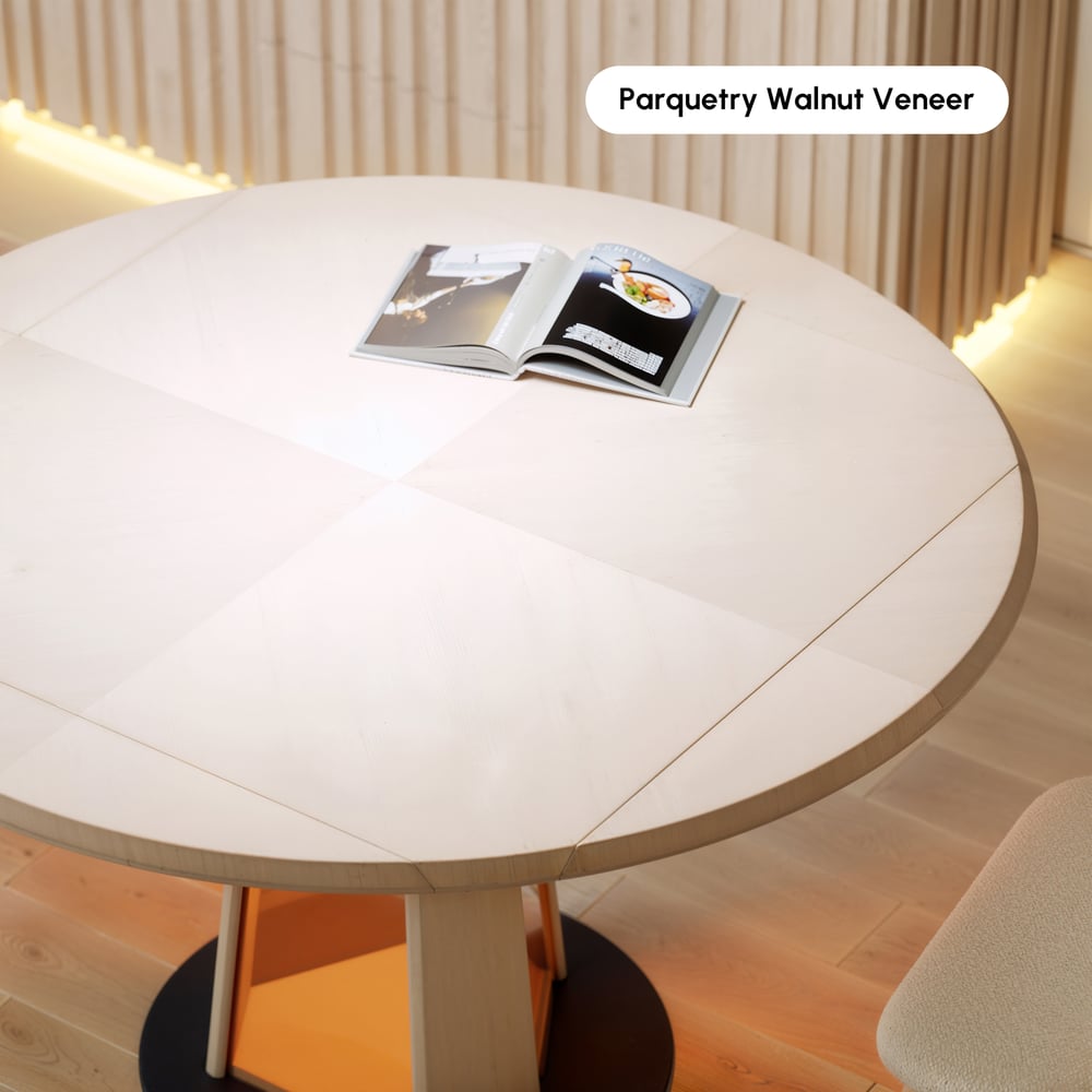 36"-47" Solid Whitewash Wood Extendable Dining Table with Light window image