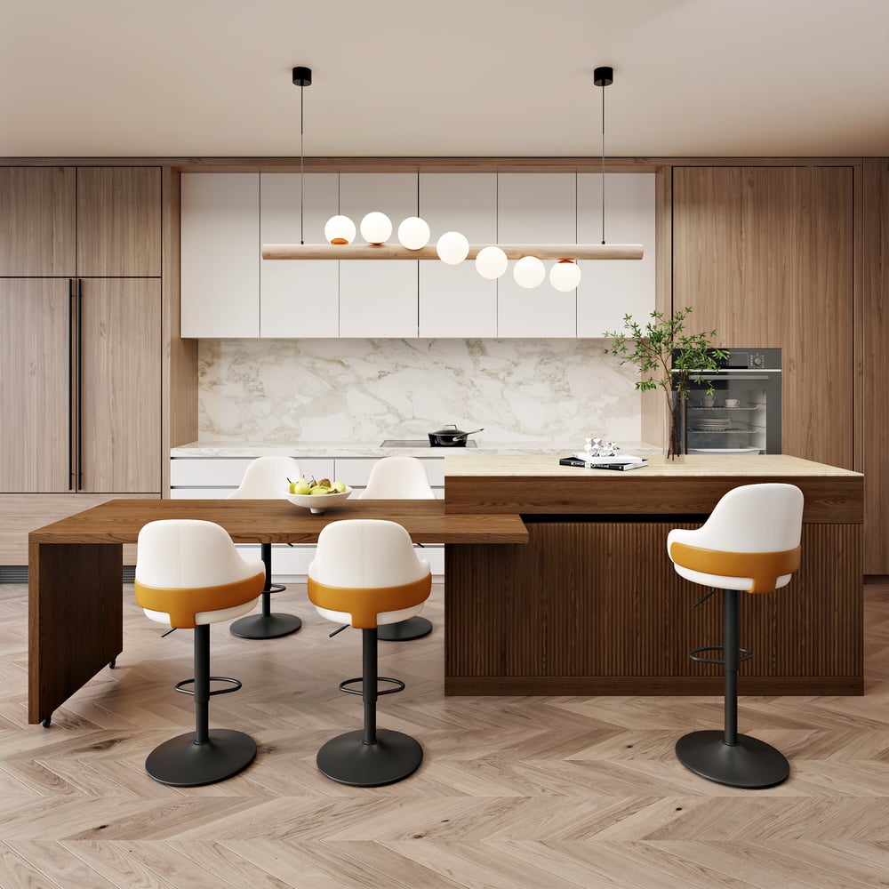 81''-106" Extendable Matte Sintered Stone Kitchen Island with Storage, Walnut window image