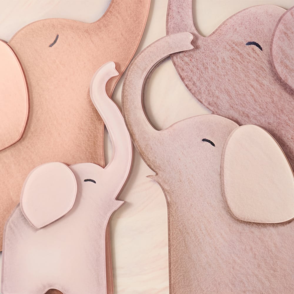 22" x 39" Arched LED 3D Acrylic Elephant Moon Wall Sculpture Art Decor Nursery Bedroom window image