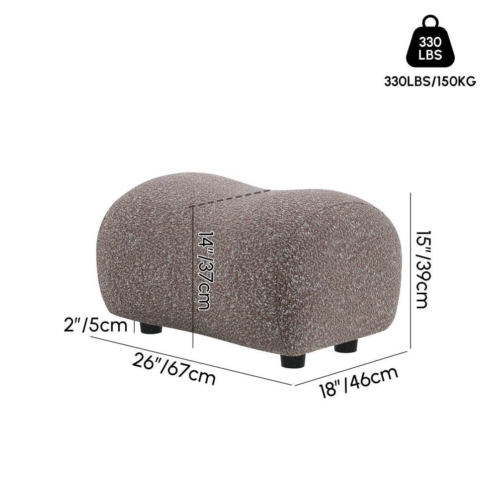 15" výkonný zakřivený otoman Boucle váhy a rozměry obrázku