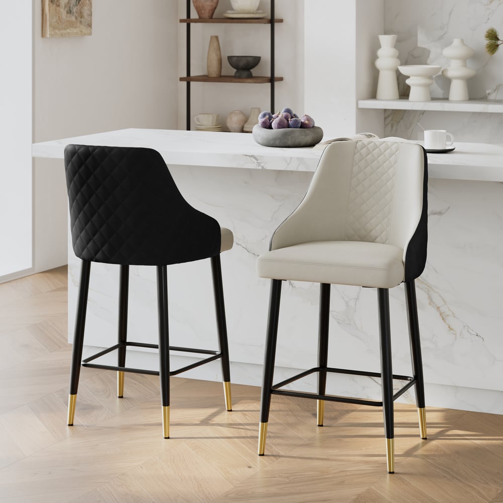 Diamic Black Faux Leather Upholstered Counter Stool, 1 Piece window image