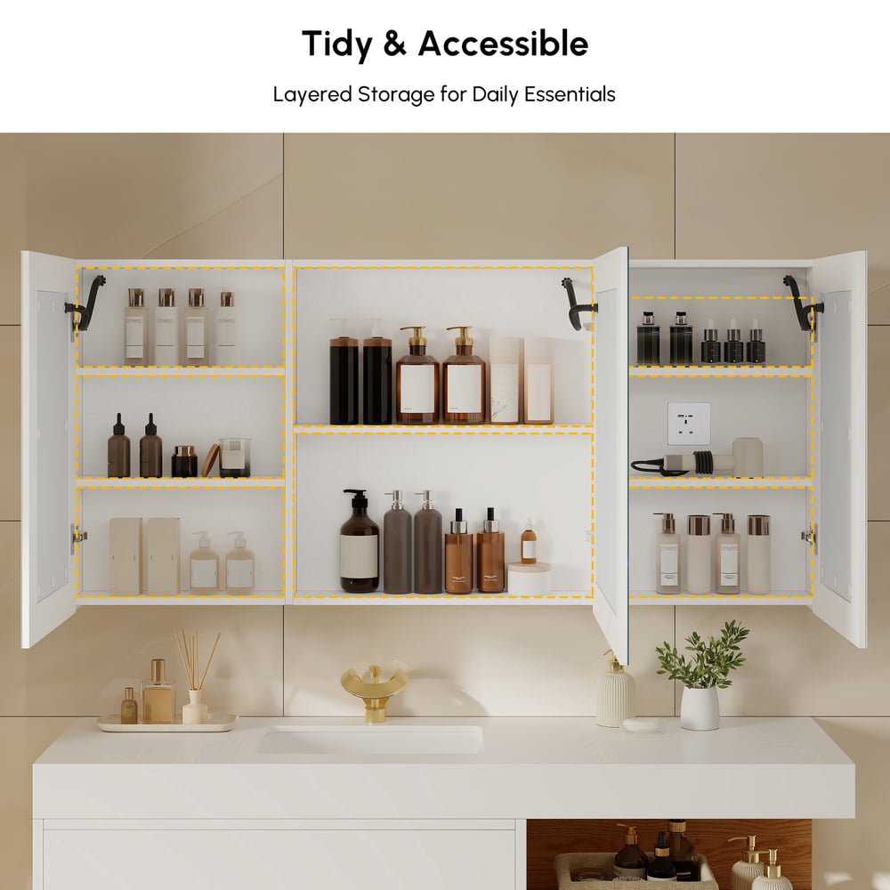 150cm Floating Bathroom Vanity & LED Mirror Cabinet Set window image