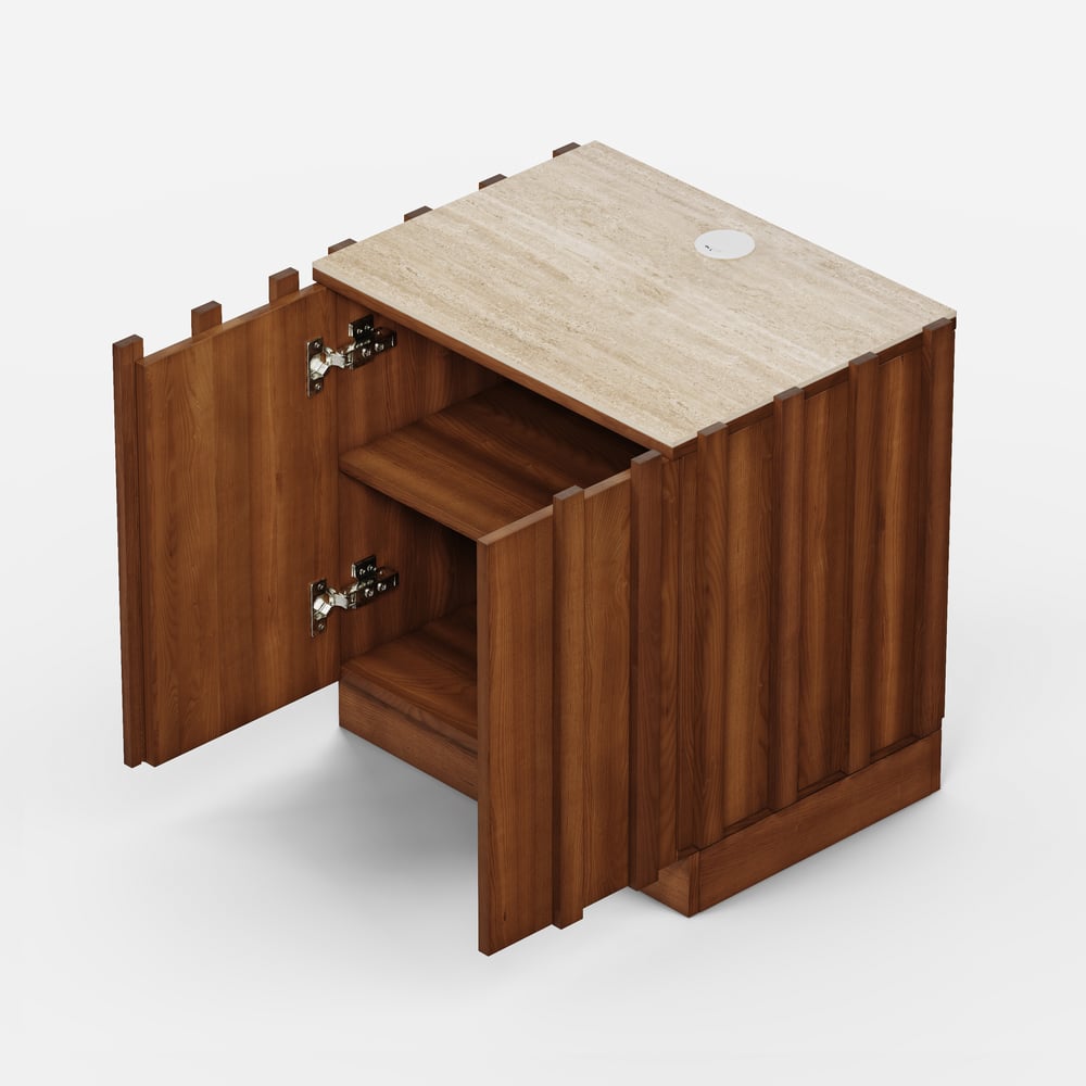 Aura Ash Wood Smart Nightstand With Charging Station & Light window image