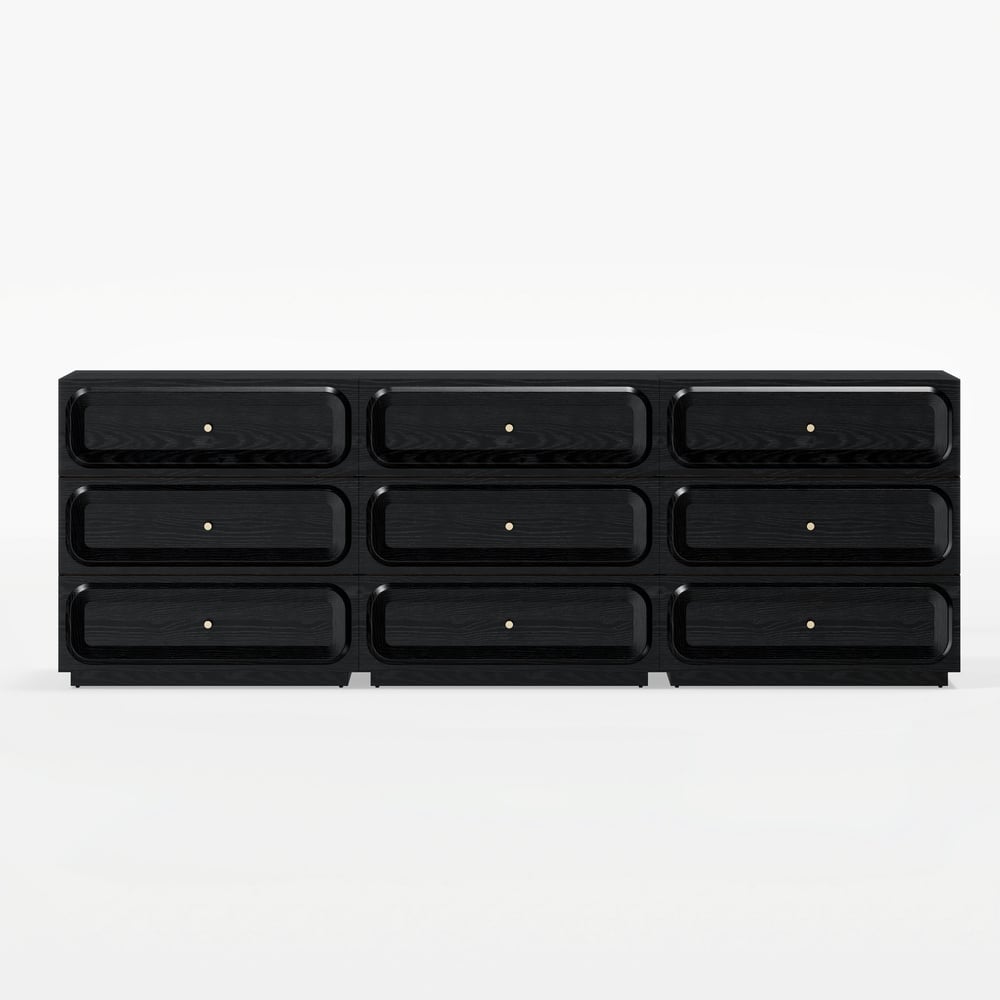 94" TV Stand with Chest Cabinet with 3 Drawers Storage window image