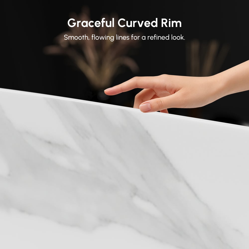 47" Japanese-style irregular freestanding stone resin soaking bathtub, marble effect window image